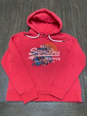 Superdry Coral Crewneck Hoodie with Graphic sequin Chest Print